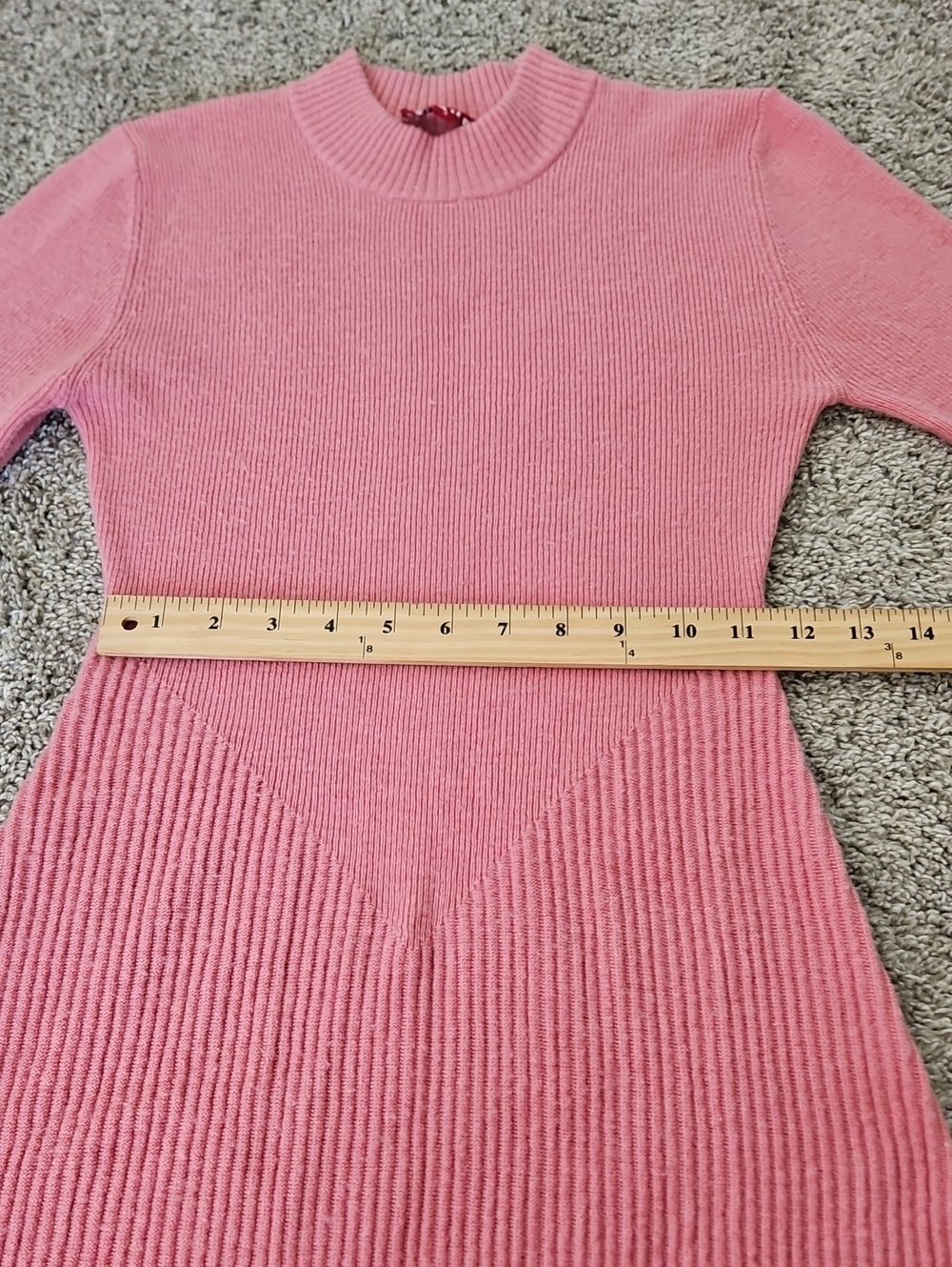 Staud  Pink Ribbed Long-Sleeve Midi Dress S - Picture 7 of 12